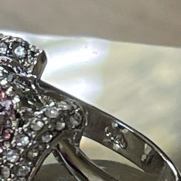 PINK & WHITE Sapphire STERLING SILVER RING 7 - Picture 5 of 10